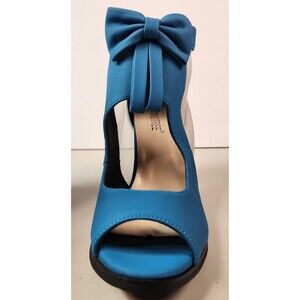 Tinstree Women's Sz 9 Open Toe Open Top Mesh Side Bow Accent Faux Leather Bootie